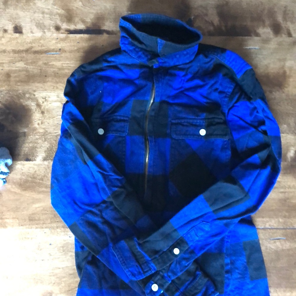 J. Crew blue and black plaid shirt size XS